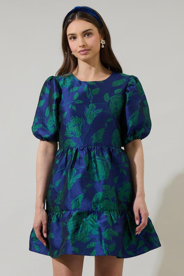 sugarlips Zoe Jacquard Mila Bubble Sleeve Mini Dress