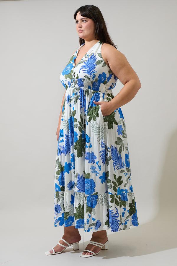 Sugarlips Zurie Floral Niam Smocked Midi Dress Curve