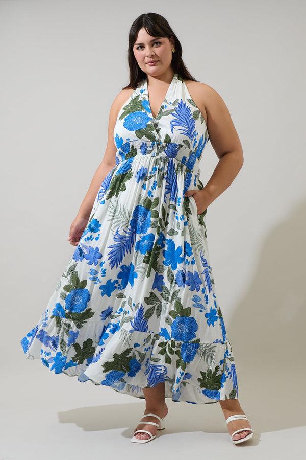 sugarlips Zurie Floral Niam Smocked Midi Dress Curve