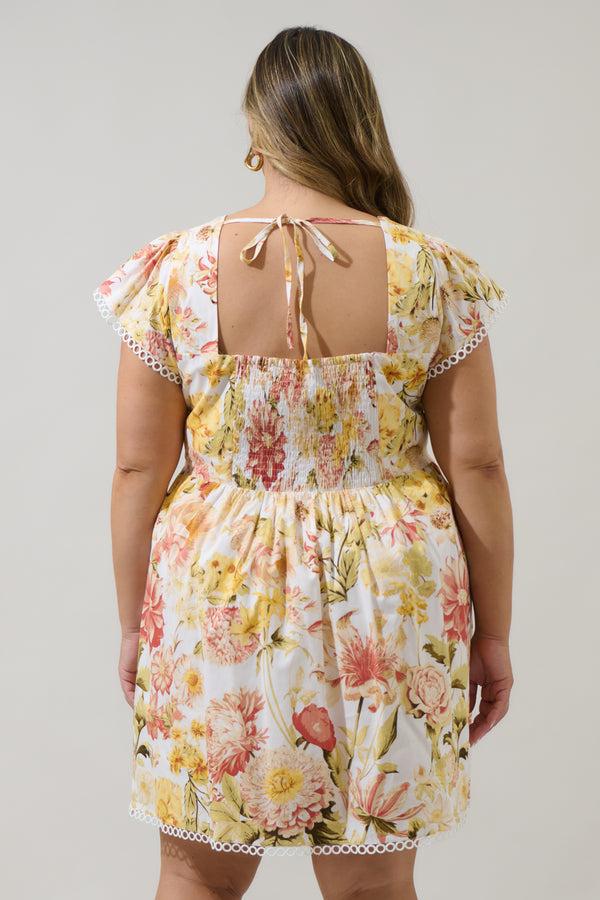 Sugarlips Zury Floral Katey Smocked Mini Dress Curve