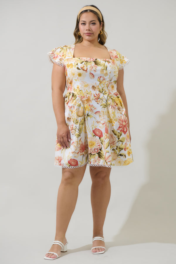 Sugarlips Zury Floral Katey Smocked Mini Dress Curve