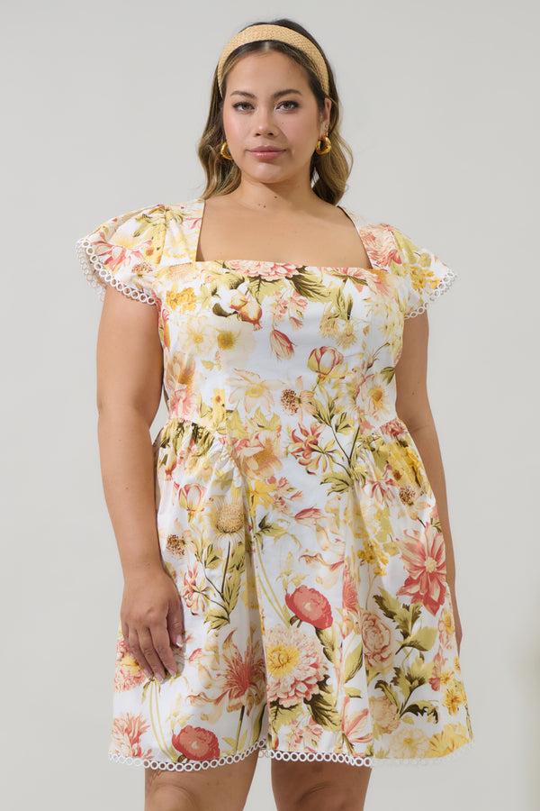 sugarlips Zury Floral Katey Smocked Mini Dress Curve