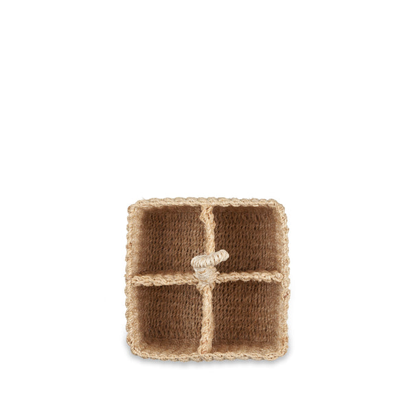 Summerill & Bishop Abaca Small Woven Cutlery Basket With A Handle In Cream