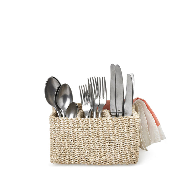 Summerill & Bishop Abaca Woven Cutlery Basket In Cream