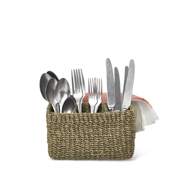 Summerill & Bishop Abaca Woven Cutlery Basket In Sage