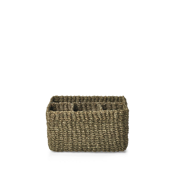summerill & bishop Abaca Woven Cutlery Basket in Sage