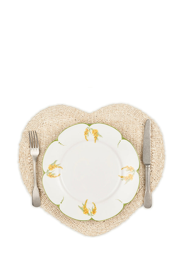 Summerill & Bishop Abaca Woven Heart Placemat In Cream