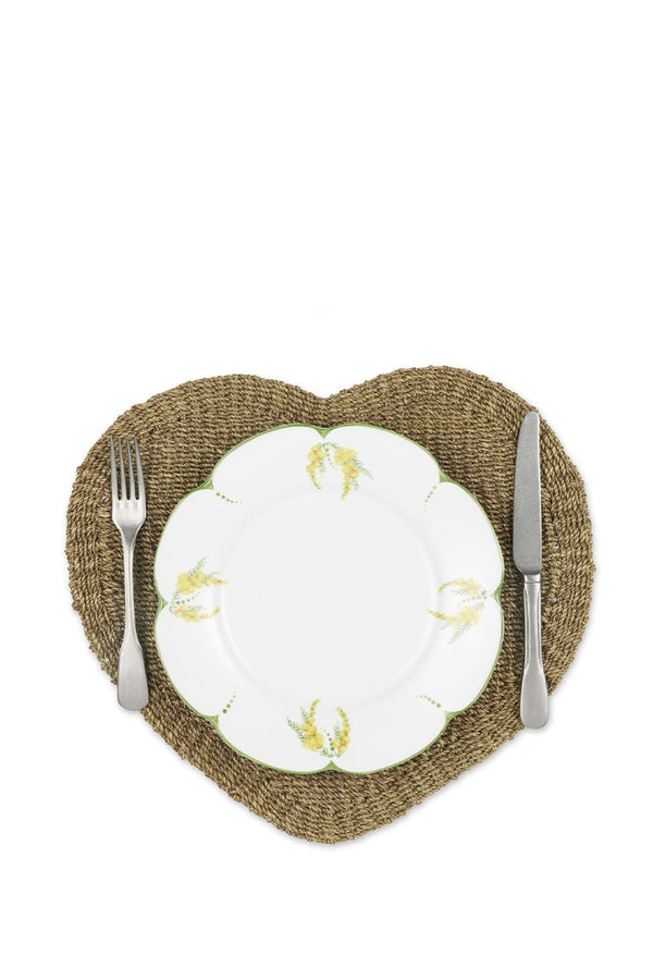 Summerill & Bishop Abaca Woven Heart Placemat In Sage