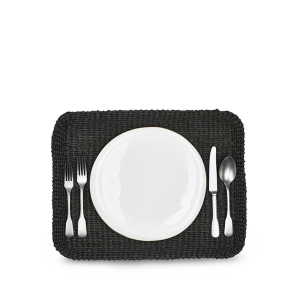 Summerill & Bishop Abaca Woven Rectangular Placemat In Black