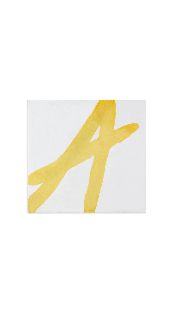 Summerill & Bishop Alphabet Napkin 'A' In Lemon Yellow 50x50cm
