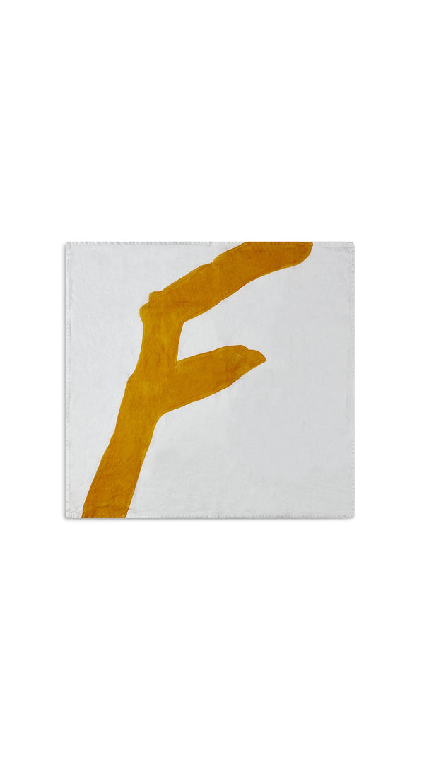 Summerill & Bishop Alphabet Napkin 'F' In Mustard Yellow 50x50cm