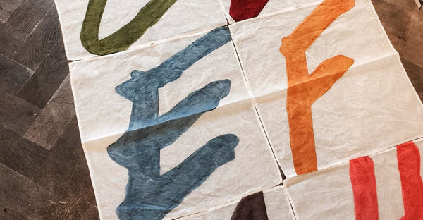 Summerill & Bishop Alphabet Napkin 'F' In Mustard Yellow 50x50cm