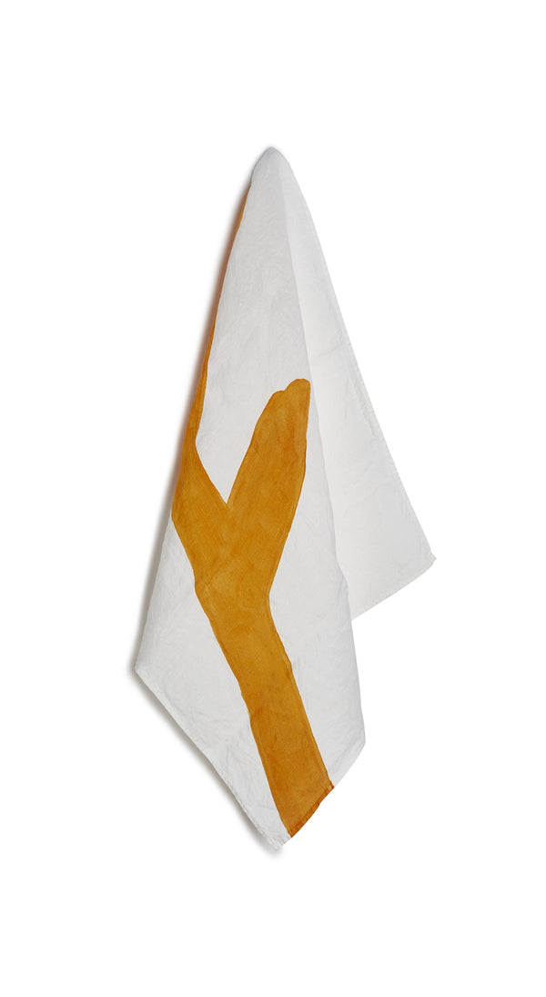 summerill & bishop Alphabet Napkin 'F' in Mustard Yellow 50x50cm
