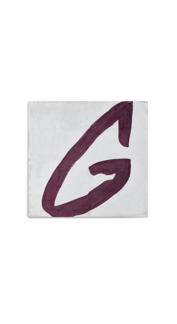 Summerill & Bishop Alphabet Napkin 'G' In Grape Purple 50x50cm
