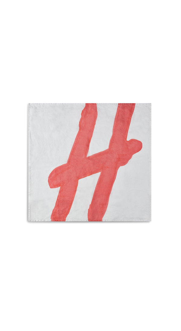 Summerill & Bishop Alphabet Napkin 'H' In Coral Orange 50x50cm