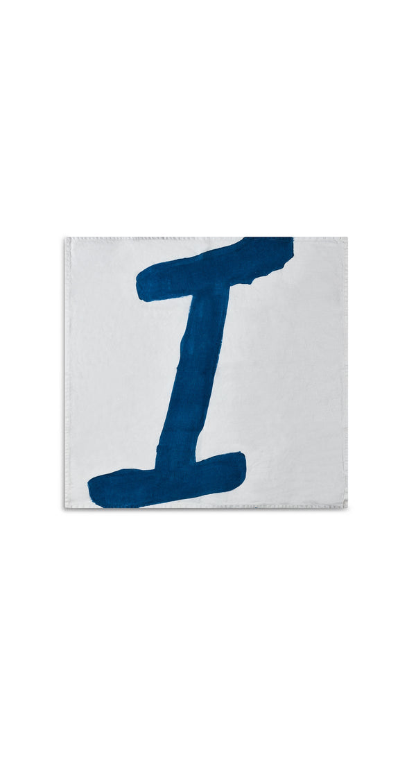Summerill & Bishop Alphabet Napkin 'I' In Midnight Blue 50x50cm