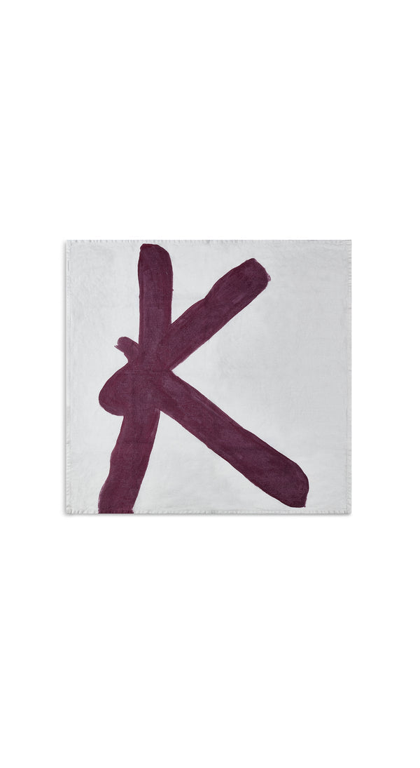Summerill & Bishop Alphabet Napkin 'K' In Grape Purple 50x50cm