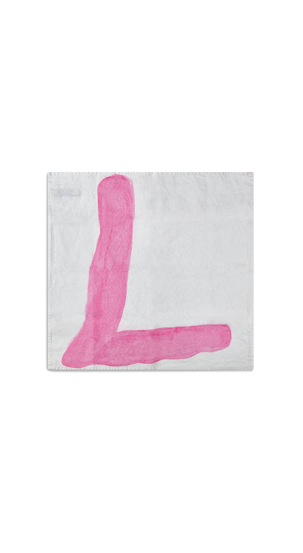 Summerill & Bishop Alphabet Napkin 'L' In Rose Pink 50x50cm