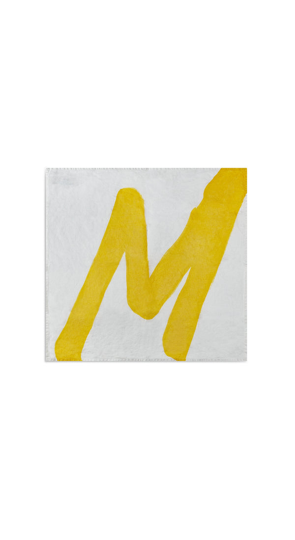 Summerill & Bishop Alphabet Napkin 'M' In Lemon Yellow 50x50cm