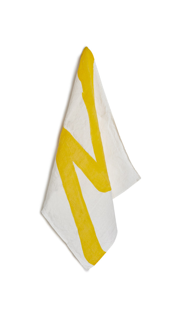 summerill & bishop Alphabet Napkin 'M' in Lemon Yellow 50x50cm