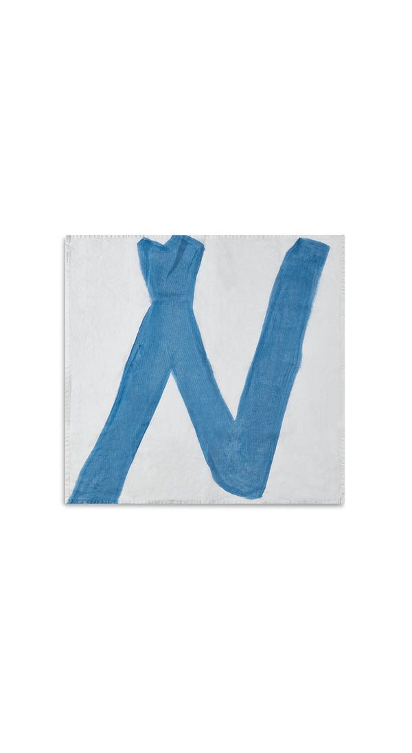 Summerill & Bishop Alphabet Napkin 'N' In Sky Blue 50x50cm