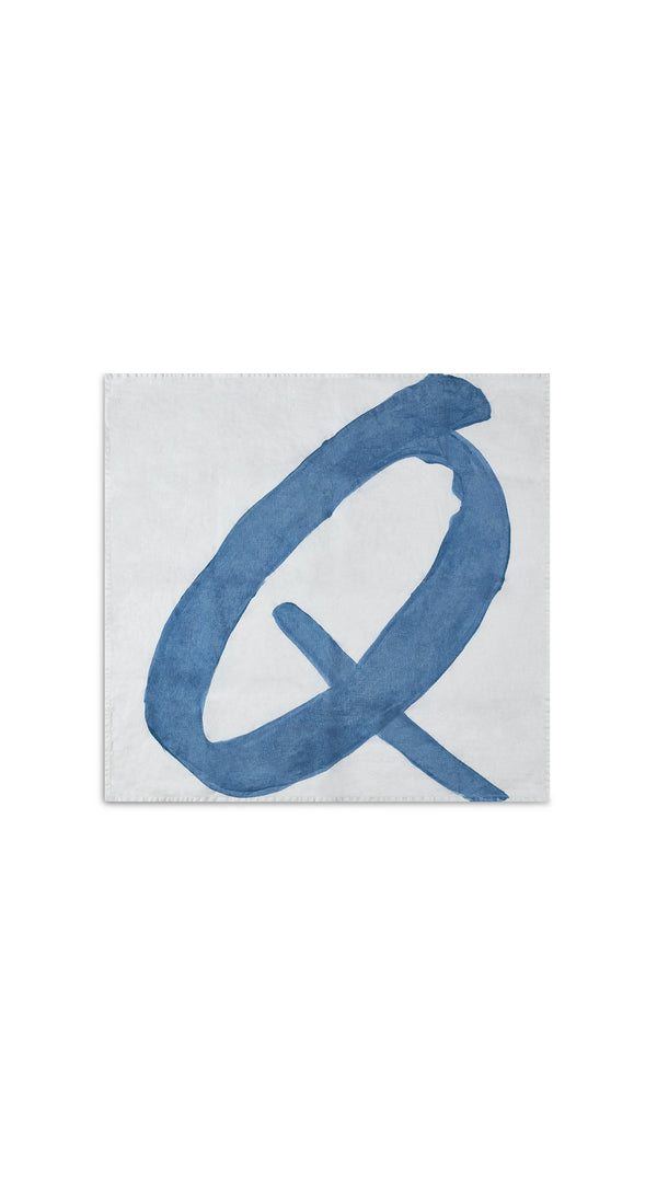 Summerill & Bishop Alphabet Napkin 'Q' In Powder Blue 50x50cm