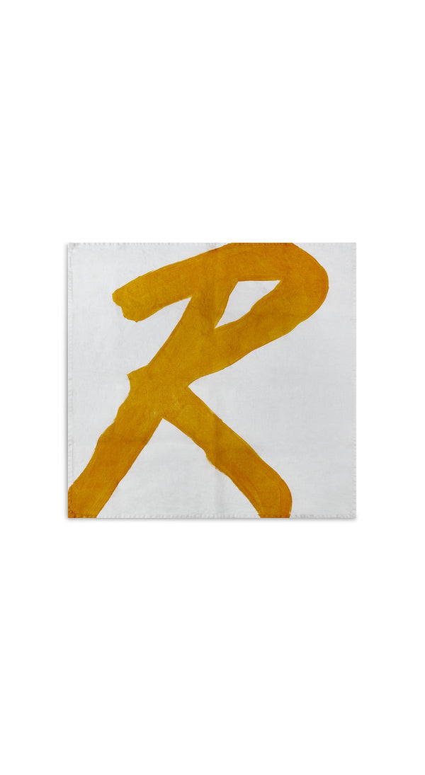 Summerill & Bishop Alphabet Napkin 'R' In Mustard Yellow 50x50cm