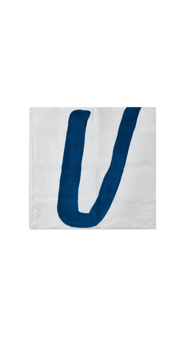 Summerill & Bishop Alphabet Napkin 'U' In Midnight Blue 50x50cm