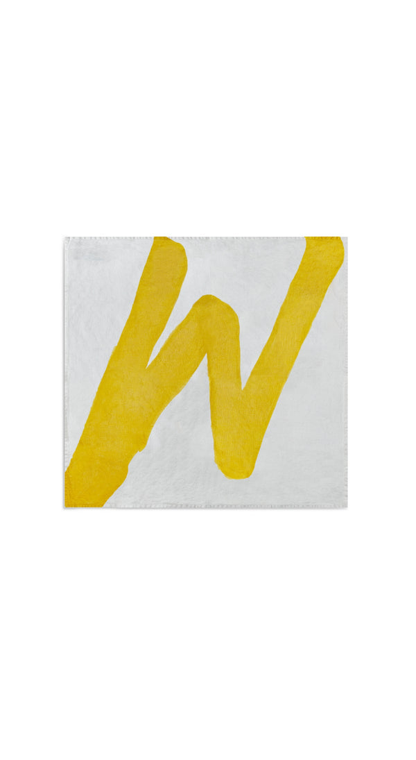 Summerill & Bishop Alphabet Napkin 'W' In Lemon Yellow 50x50cm