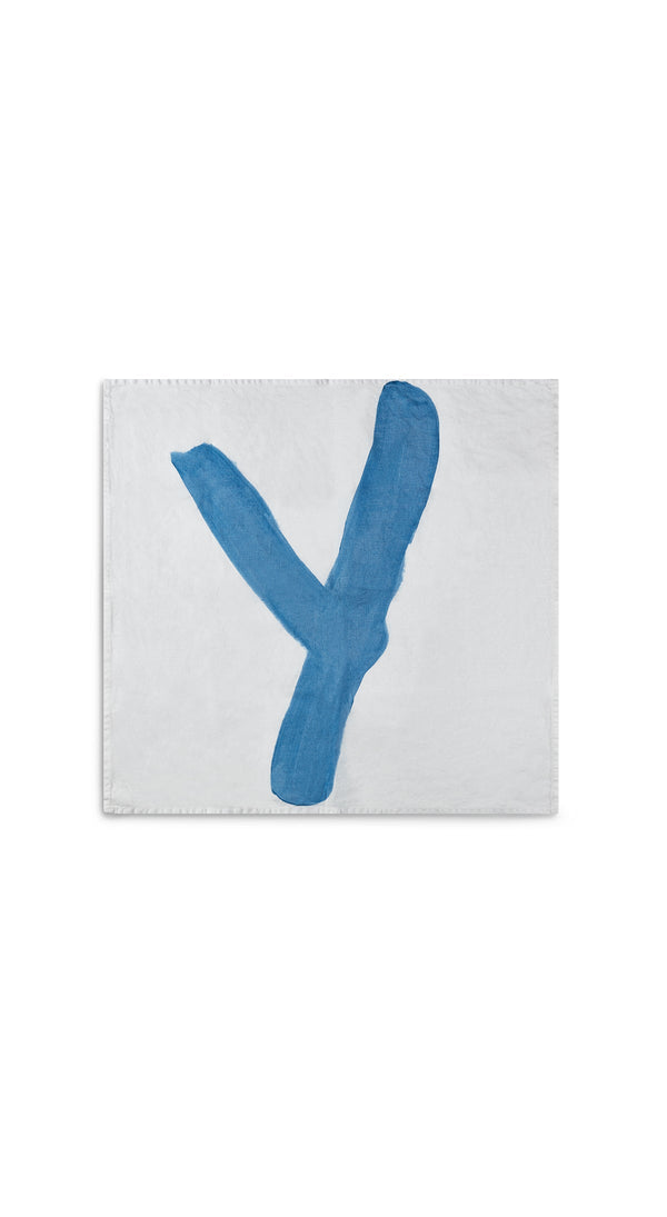 Summerill & Bishop Alphabet Napkin 'Y' In Sky Blue 50x50cm