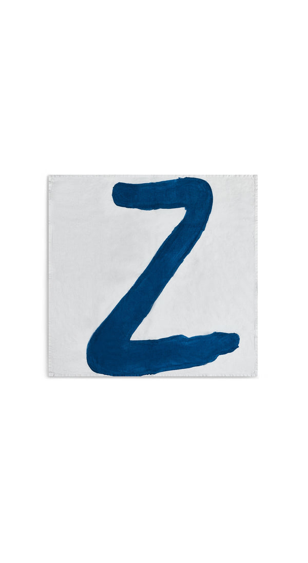 Summerill & Bishop Alphabet Napkin 'Z' In Midnight Blue 50x50cm