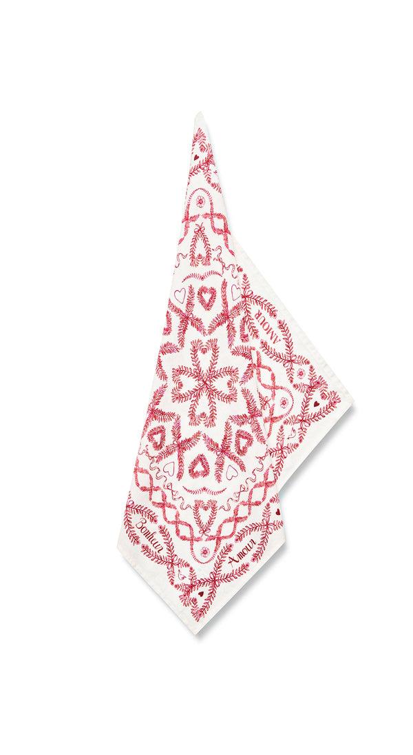 summerill & bishop 'Amour Bonheur' Linen Napkin 50x50cm