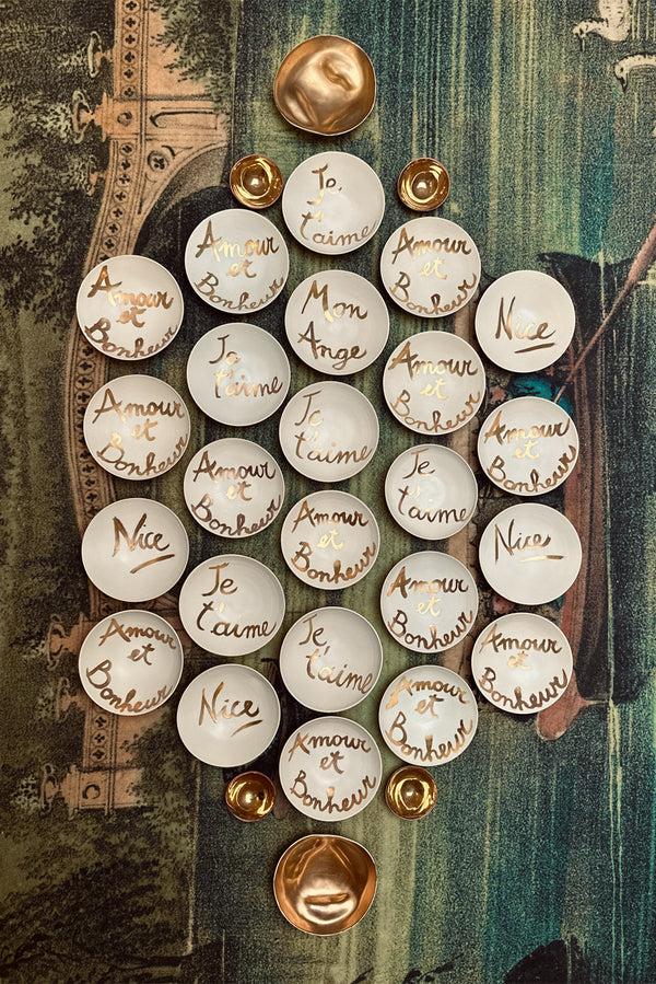 Summerill & Bishop Amour Bonheur Porcelain Bowl In Matte Gold