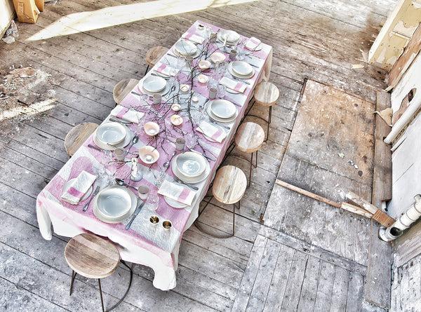 Summerill & Bishop 'Amour' Word Linen Tablecloth In Rose Pink