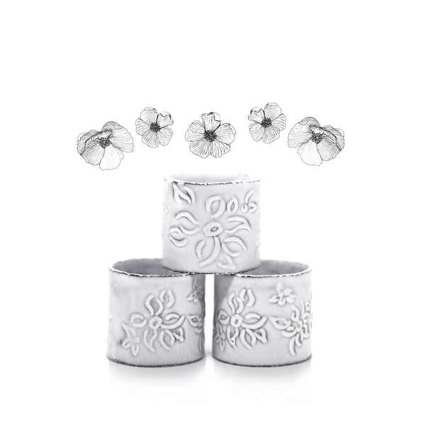 Summerill & Bishop Astier De Villatte X Summerill & Bishop Napkin Ring With Falling Flower