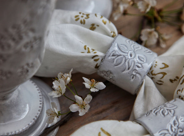 Summerill & Bishop Astier De Villatte X Summerill & Bishop Napkin Ring With Falling Flower