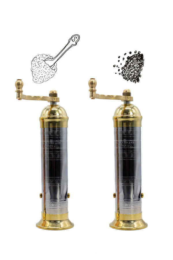 Summerill & Bishop Atlas Chrome Gloss & Polished Brass Salt & Pepper Mills 20.5cm