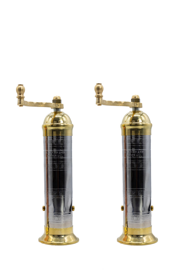 summerill & bishop Atlas Chrome Gloss & Polished Brass Salt & Pepper Mills 20.5cm