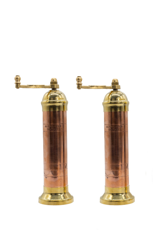 summerill & bishop Atlas Polished Copper & Brass Salt & Pepper Mills 20.5cm