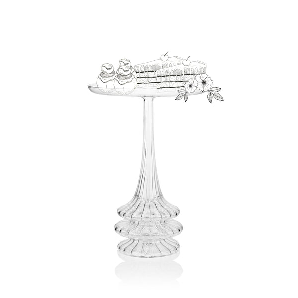 Summerill & Bishop Aurora Clear Handblown Glass Cake Stand 40cm
