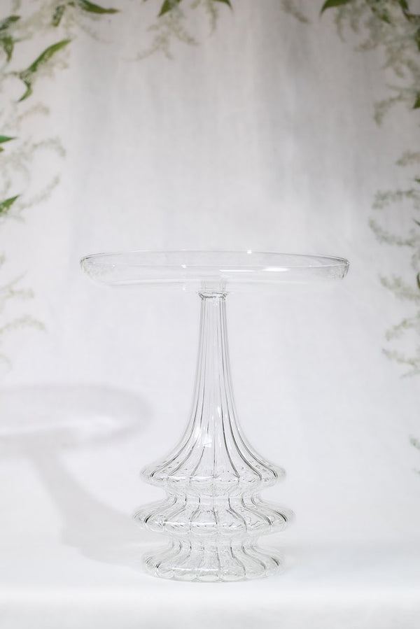 Summerill & Bishop Aurora Clear Handblown Glass Cake Stand & Dome 28cm
