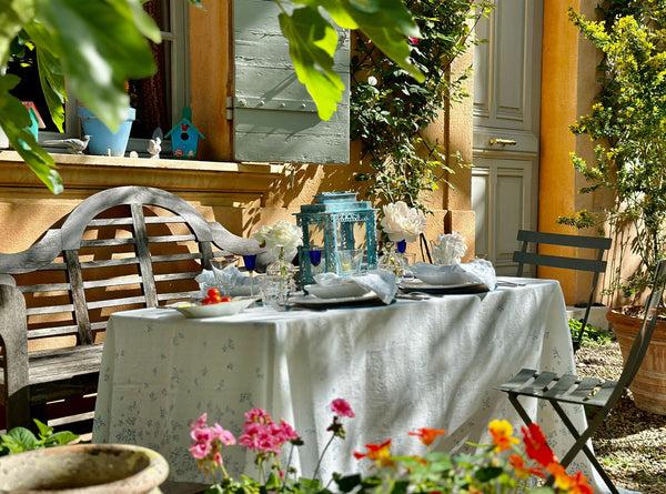 Summerill & Bishop Bernadette's Falling Flower Linen Napkin In Light Blue 50x50cm