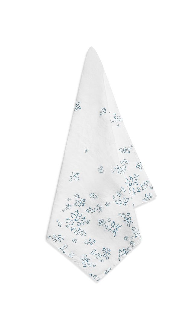 summerill & bishop Bernadette's Falling Flower Linen Napkin in Light Blue 50x50cm