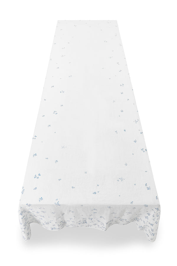 Summerill & Bishop Bernadette's Falling Flower Linen Tablecloth In Light Blue