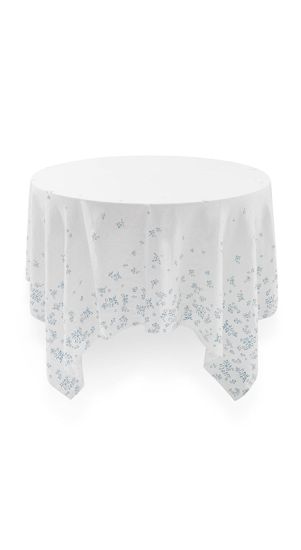 Summerill & Bishop Bernadette's Falling Flower Square Linen Tablecloth In Light Blue 200cm X 200cm