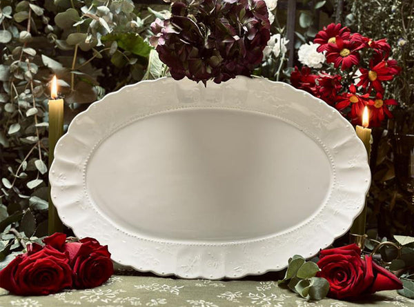 Summerill & Bishop Bernadette's Falling Flower White Oval Platter 46cm