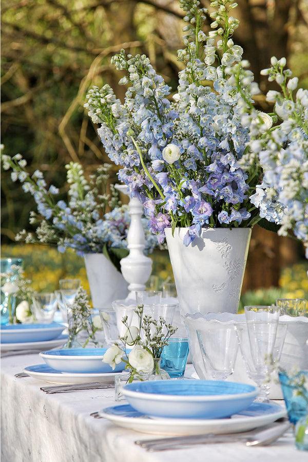 Summerill & Bishop Bernadette's Hand Stamped Falling Flower Linen Napkin In Midnight Blue