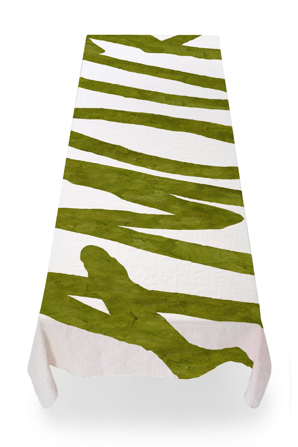 Summerill & Bishop Bespoke Word Linen Tablecloth In Avocado Green