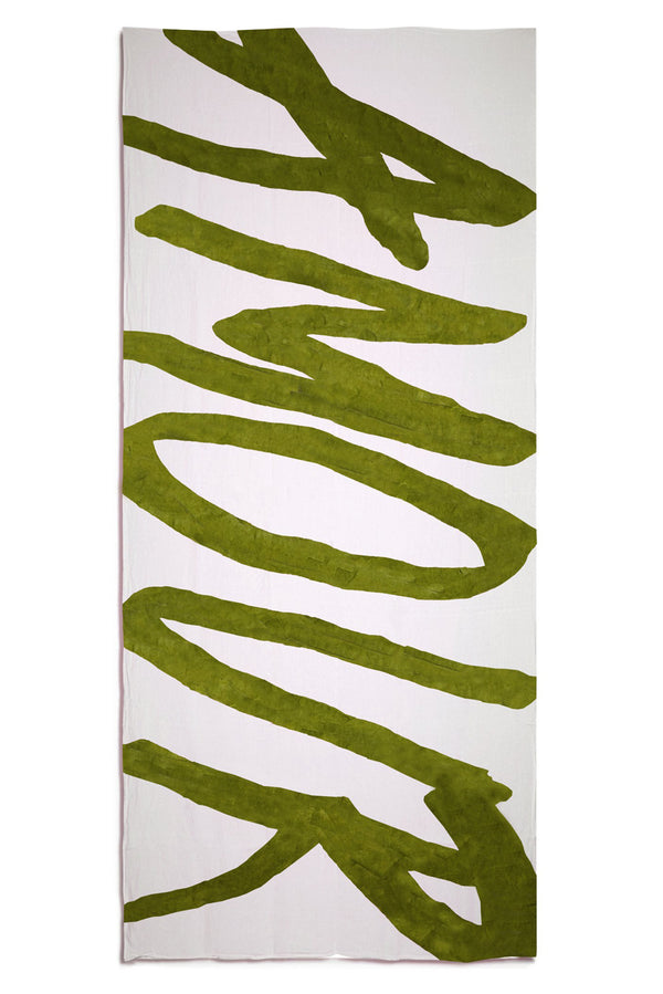 Summerill & Bishop Bespoke Word Linen Tablecloth In Avocado Green