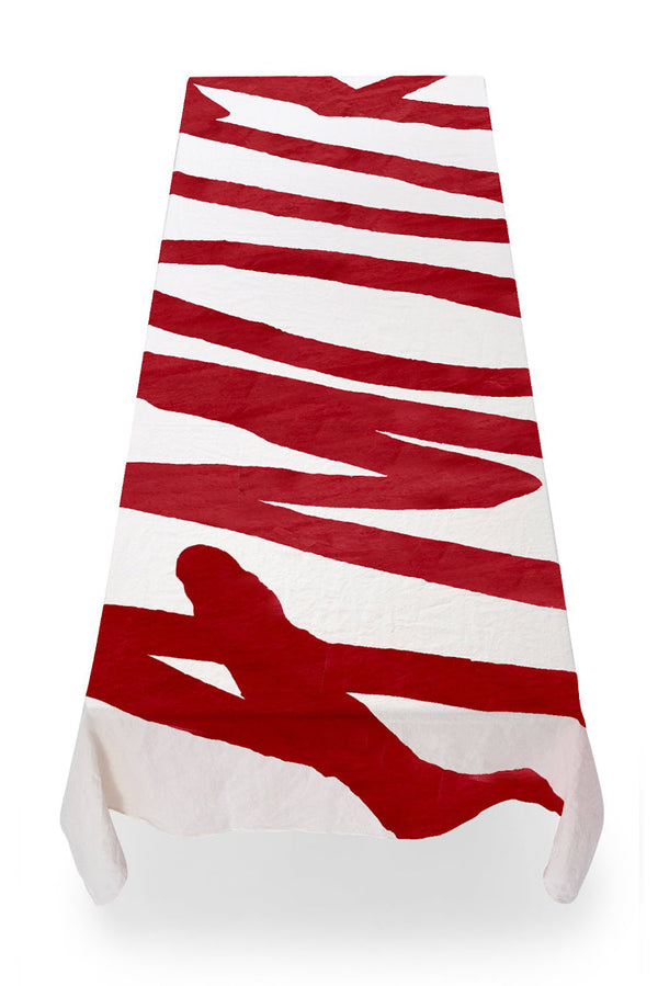 Summerill & Bishop Bespoke Word Linen Tablecloth In Claret Red